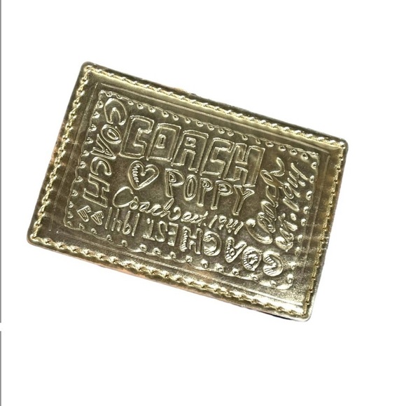 Coach Poppy Daisy Vibrant Colorful Signature “C” Gold Metallic Cross Body Bag - Picture 12 of 14